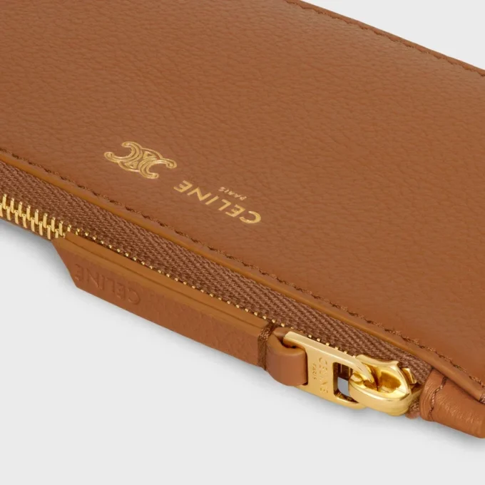 Long Zipped Card Holder in Supple Grained Calfskin