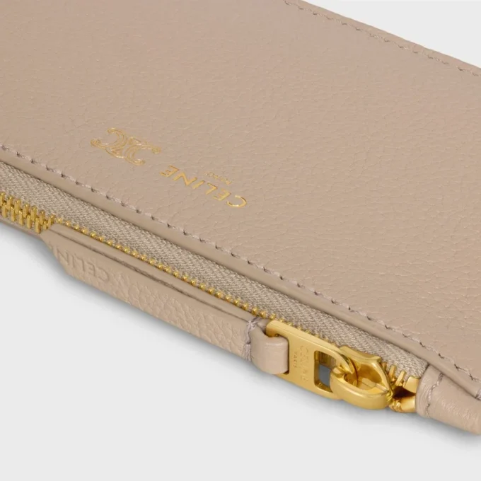 Long Zipped Card Holder in Supple Grained Calfskin