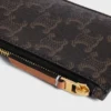 Long Zipped Card Holder in Triomphe Canvas and Calfskin
