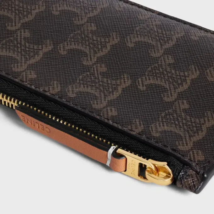 Long Zipped Card Holder in Triomphe Canvas and Calfskin