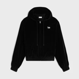 Loose Zip up Hoodie in Velvet Jersey