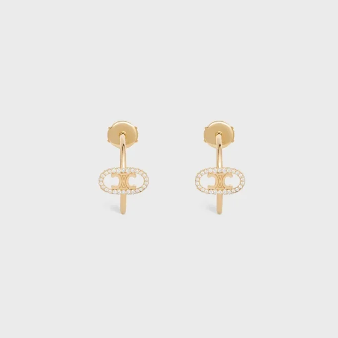 Maillon Triomphe Hoops in Yellow Gold and Diamonds Maillon Triomphe Hoops in Yellow Gold and Diamonds