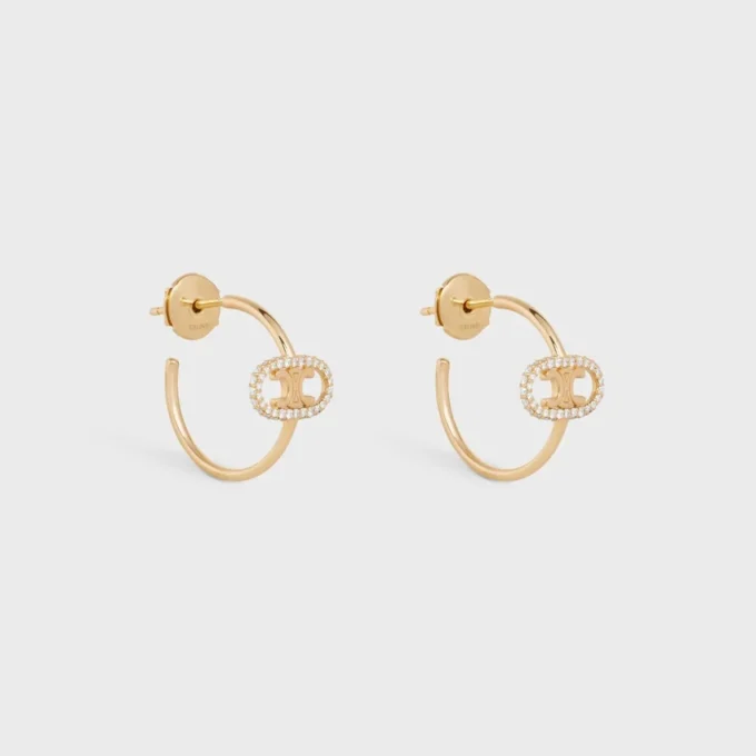 Maillon Triomphe Hoops in Yellow Gold and Diamonds Maillon Triomphe Hoops in Yellow Gold and Diamonds