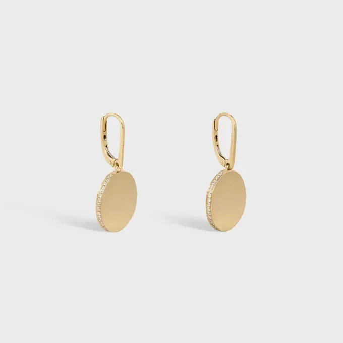 Medaille Celine Earrings in Yellow Gold and Diamonds Medaille Celine Earrings in Yellow Gold and Diamonds