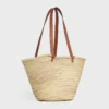 Medium Celine Classic Panier in Palm Leaves and Calfskin