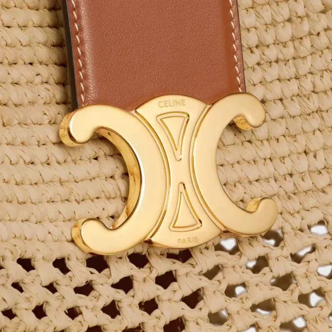 Medium Louise Bucket in Raffia and Calfskin