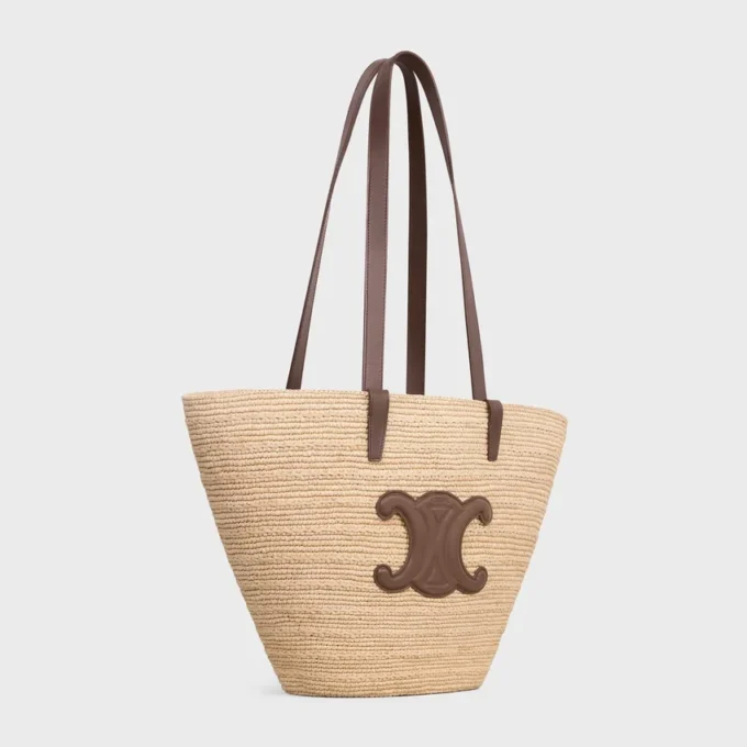 Medium Supple Celine Classic Panier in Raffia and Calfskin Medium Supple Celine Classic Panier in Raffia and Calfskin