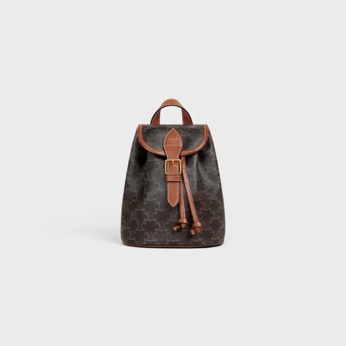 Mini Backpack Folco in Triomphe Canvas and Calfskin Mini Backpack Folco in Triomphe Canvas and Calfskin