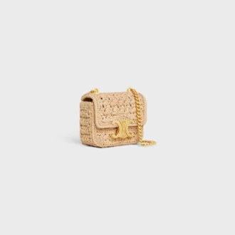 Mini Chain Claude in Raffia Effect Textile