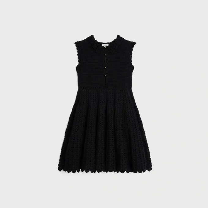 Mini Dress in Cotton Crochet