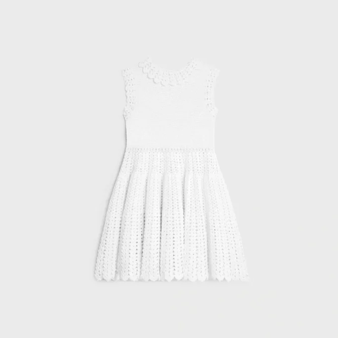 Mini Dress in Cotton Crochet