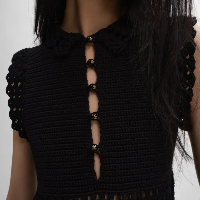 Mini Dress in Cotton Crochet