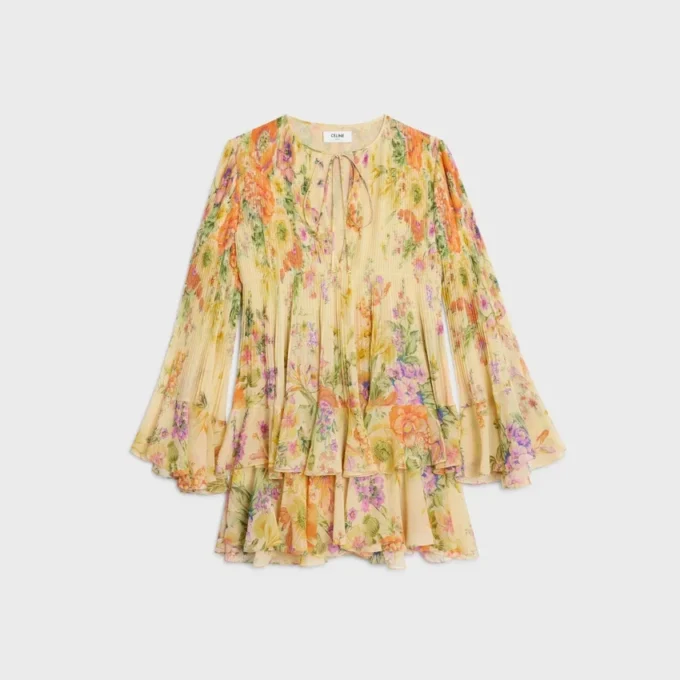 Mini Pleated Dress in Silk Georgette Mini Pleated Dress in Silk Georgette