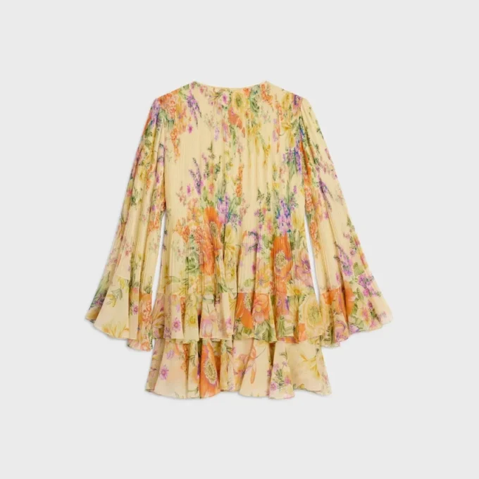Mini Pleated Dress in Silk Georgette Mini Pleated Dress in Silk Georgette