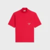 Mock Neck T-Shirt in Cotton Jersey