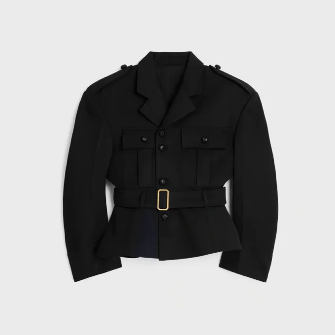 Peplum Jacket in Wool Gabardine