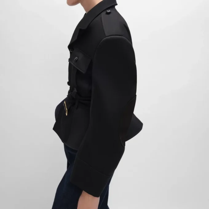 Peplum Jacket in Wool Gabardine