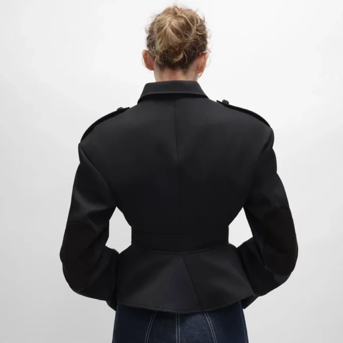 Peplum Jacket in Wool Gabardine