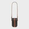Phone Pouch with Flap in Triomphe Canvas and Calfskin