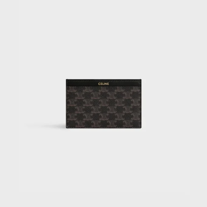 Plain Card Holder in Triomphe Canvas and Calfskin