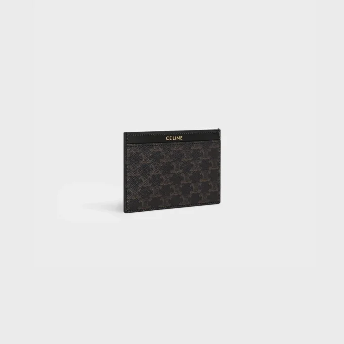 Plain Card Holder in Triomphe Canvas and Calfskin