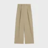 Pleated Trousers in Cotton and Wool Gabardine