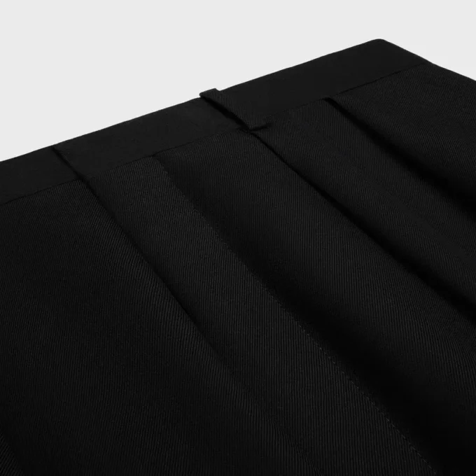 Pleated Trousers in Wool Gabardine