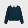 Polo Sweater in Striped Wool