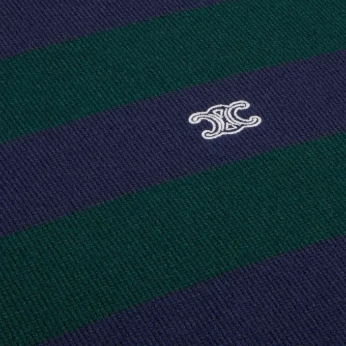 Polo Sweater in Striped Wool
