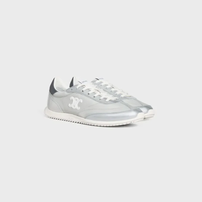 Racer Sneaker in Nylon, Laminated Calfskin and Calfskin Racer Sneaker in Nylon, Laminated Calfskin and Calfskin