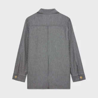 Safari Jacket in Hickory Striped Cotton Safari Jacket in Hickory Striped Cotton