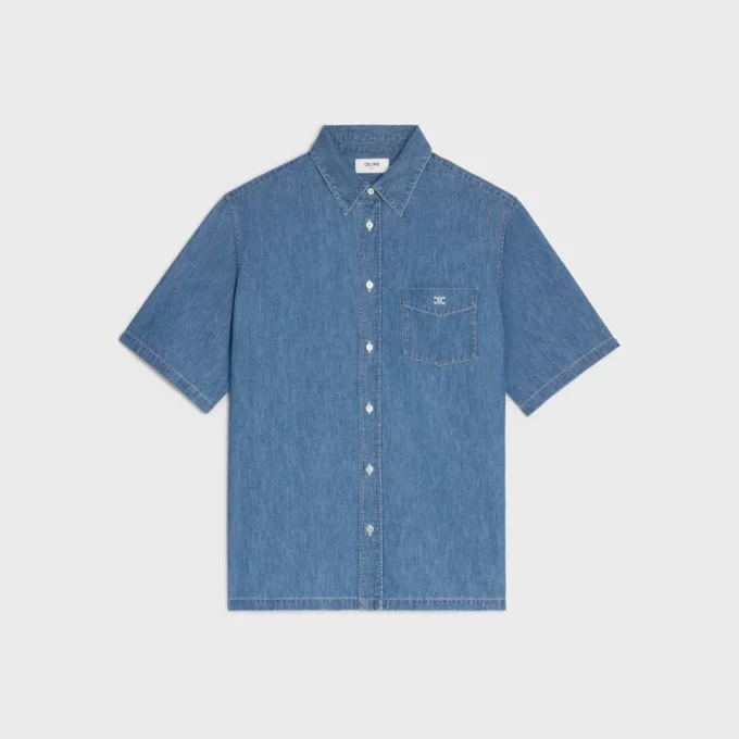 Short-Sleeved Shirt in Cotton Denim