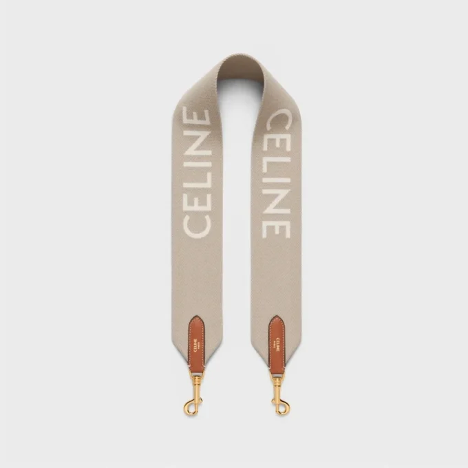 Short Strap in Wool with Celine Jacquard with Gold Finishing