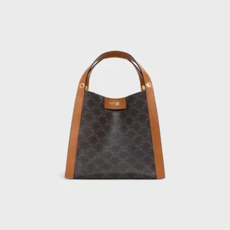 Small Cube Bag in Triomphe Canvas and Natural Calfskin