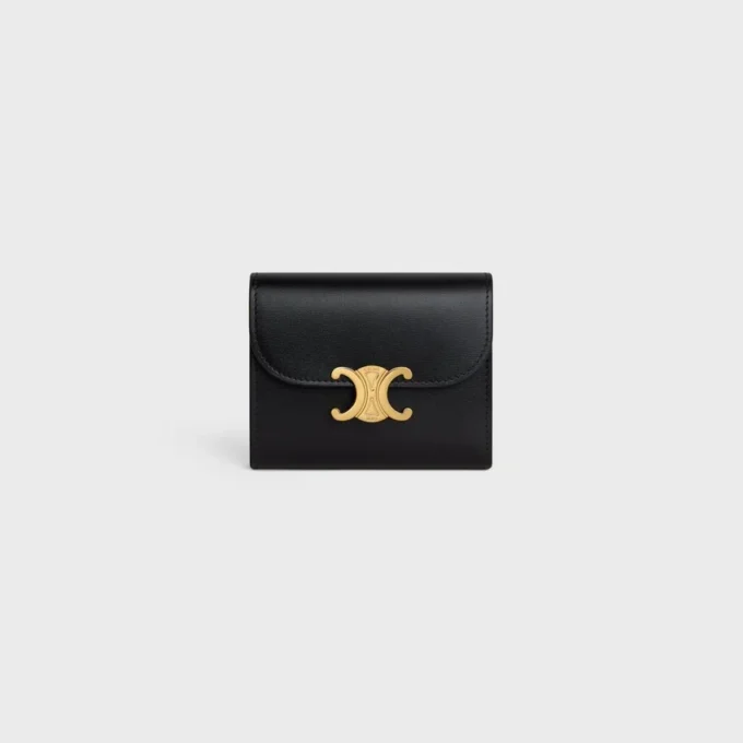 Small Flap Wallet Triomphe in Shiny Calfskin