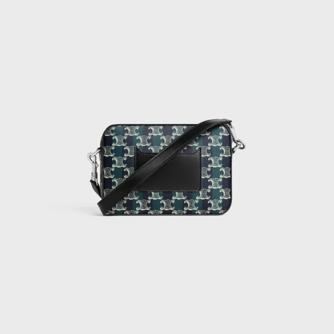 Small Messenger Bag in Striped Triomphe Canvas and Calfskin
