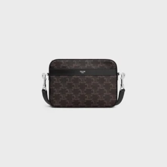 Small Messenger Bag in Triomphe Canvas and Calfskin Small Messenger Bag in Triomphe Canvas and Calfskin