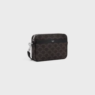 Small Messenger Bag in Triomphe Canvas and Calfskin Small Messenger Bag in Triomphe Canvas and Calfskin