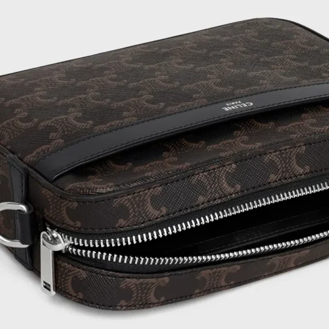 Small Messenger Bag in Triomphe Canvas and Calfskin