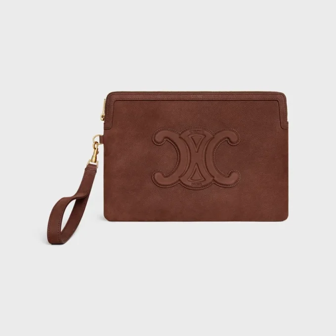 Small Pouch with Strap Cuir Triomphe in Grained Calfskin