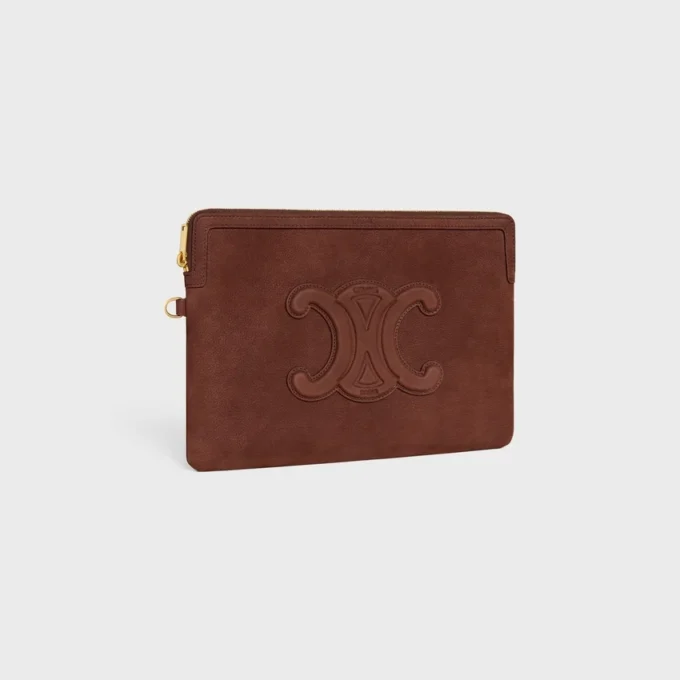 Small Pouch with Strap Cuir Triomphe in Grained Calfskin