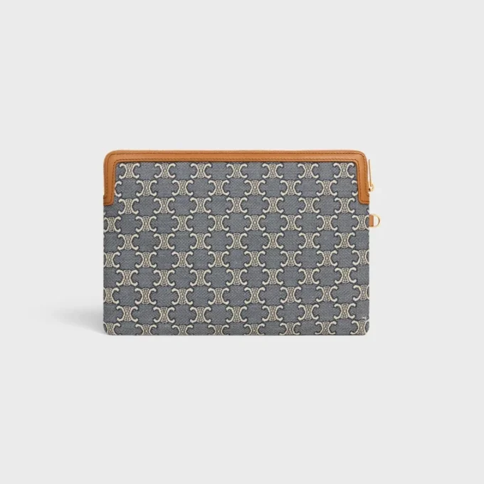 Small Pouch with Strap Cuir Triomphe in Jacqaurd Triomphe All Over