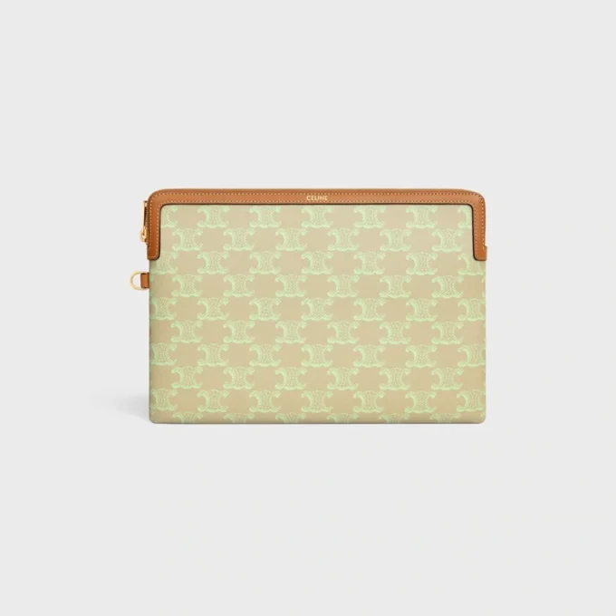 Small Pouch with Strap Cuir Triomphe in Toile Triomphe Et Veau