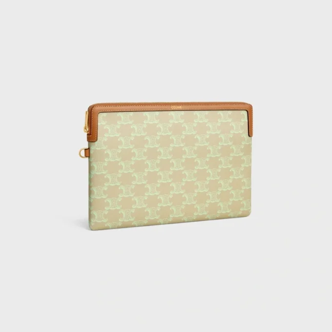 Small Pouch with Strap Cuir Triomphe in Toile Triomphe Et Veau