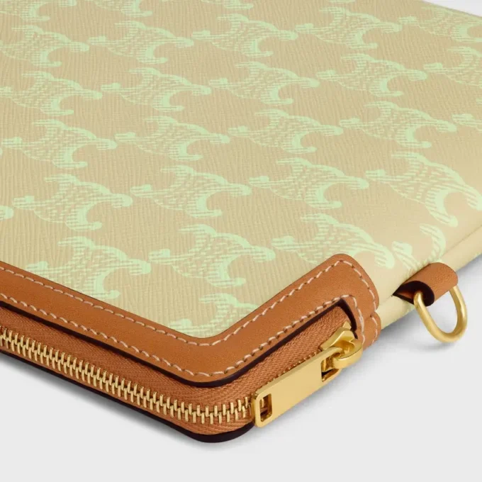 Small Pouch with Strap Cuir Triomphe in Toile Triomphe Et Veau