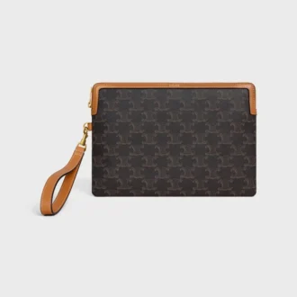 Small Pouch with Strap Cuir Triomphe in Triomphe Canvas and Calfskin Small Pouch with Strap Cuir Triomphe in Triomphe Canvas and Calfskin