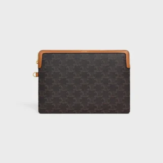 Small Pouch with Strap Cuir Triomphe in Triomphe Canvas and Calfskin Small Pouch with Strap Cuir Triomphe in Triomphe Canvas and Calfskin