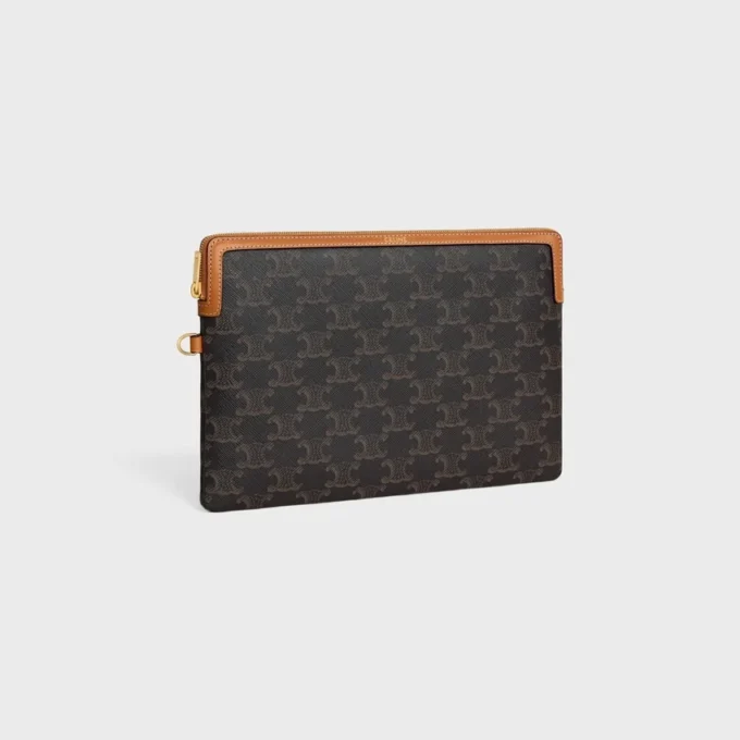 Small Pouch with Strap Cuir Triomphe in Triomphe Canvas and Calfskin