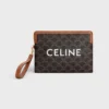 Small Pouch with Strap Cuir Triomphe in Triomphe Canvas with Celine Print