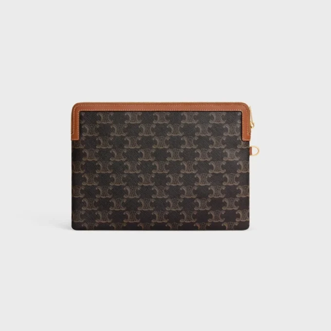 Small Pouch with Strap Cuir Triomphe in Triomphe Canvas with Celine Print